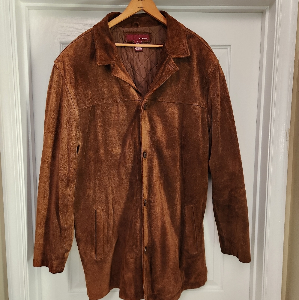 Men's Brown Suede Car Coat